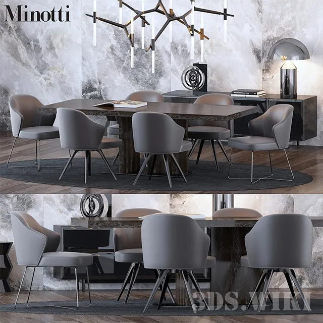 furniture – Dining set Minotti Set 3D Model furniture – Dining set Minotti Set 3D Model