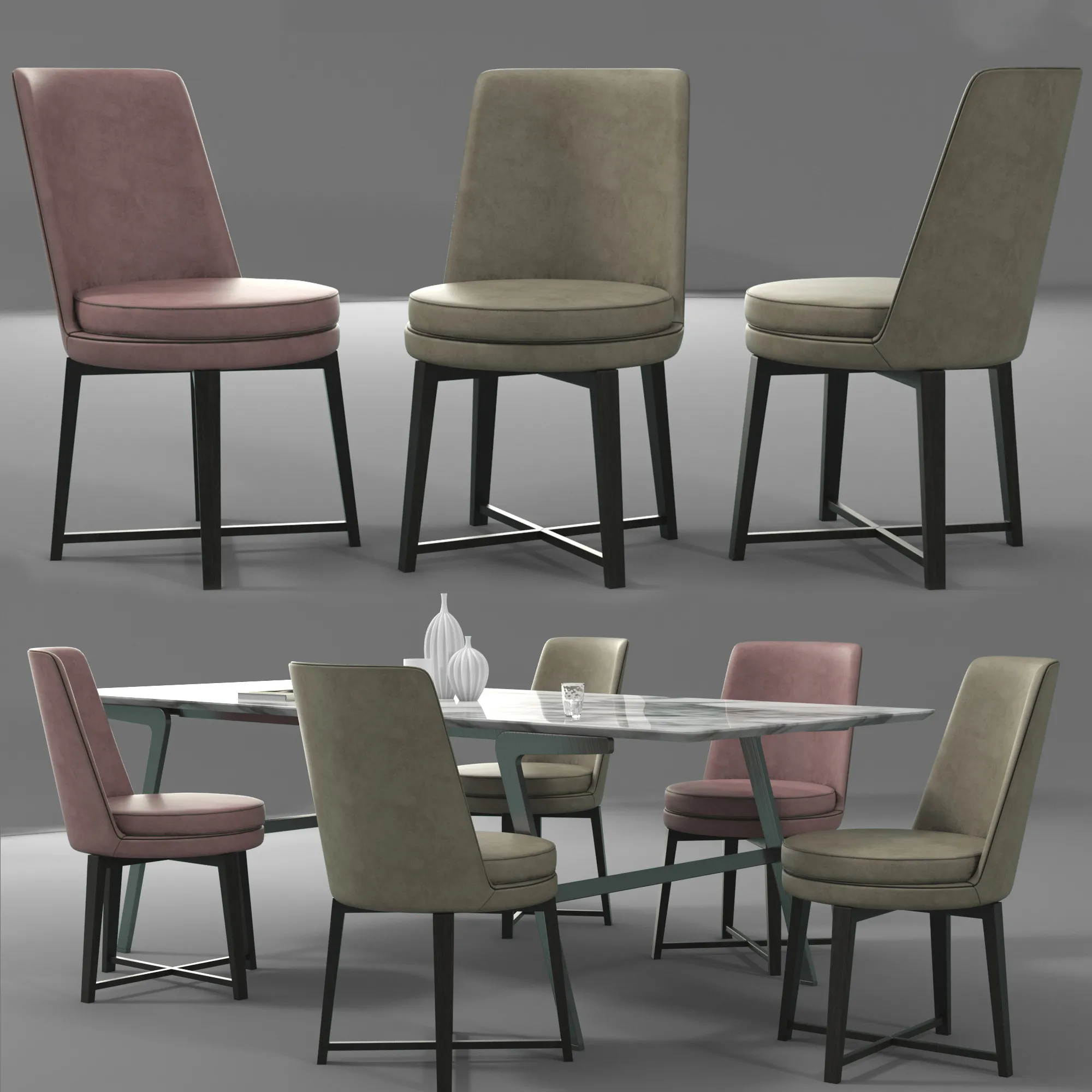 furniture – Dining set table with chairs 55 3D Model