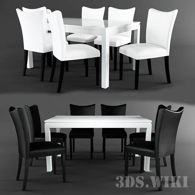 furniture – Dining table and chairs CM3176WH-T Lamia 3D Model