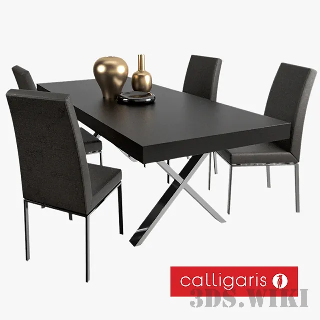 furniture – Dining table AXEL and chair Bess – Calligaris 3D Model