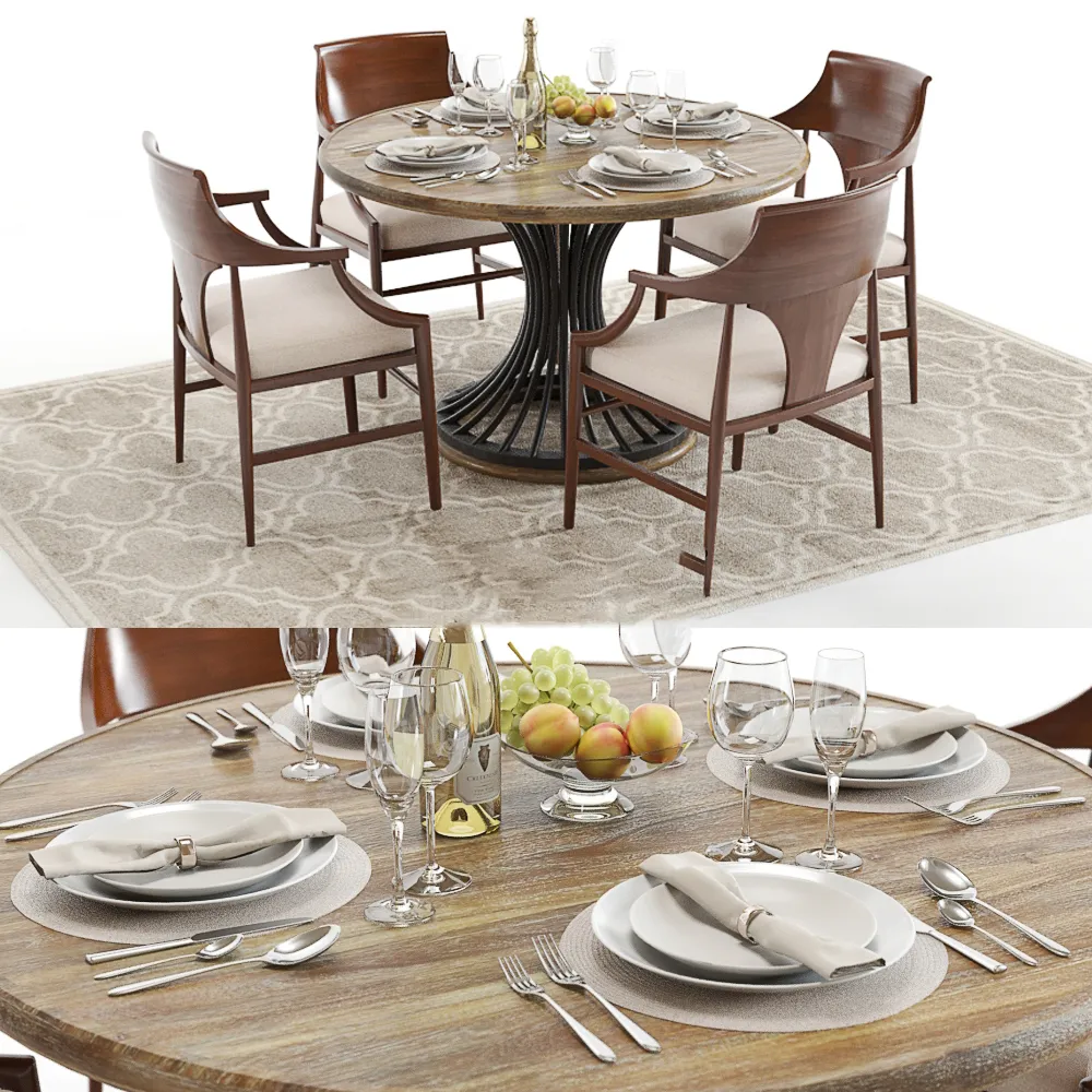 furniture – Dining table for kitchen 04 3D Model