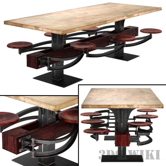 furniture – Dining table Perrin Communal Table Loft 3D Model furniture – Dining table Perrin Communal Table Loft 3D Model
