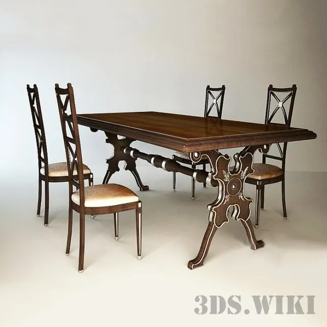 furniture – Dining table with chairs 3D Model