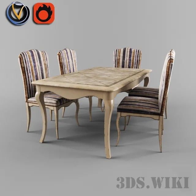 furniture – Dining table with chairs Busatto ART ET110 3D Model