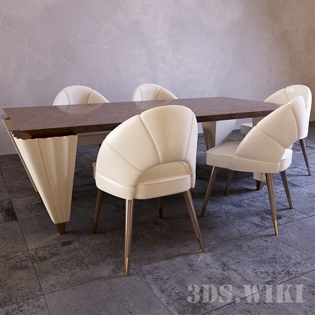 furniture – Dinner table and chairs Turri 3D Model
