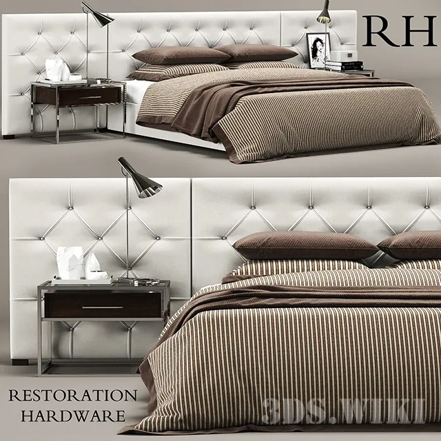 furniture – Double Bed Diamond Restoration Hardware 3D Model