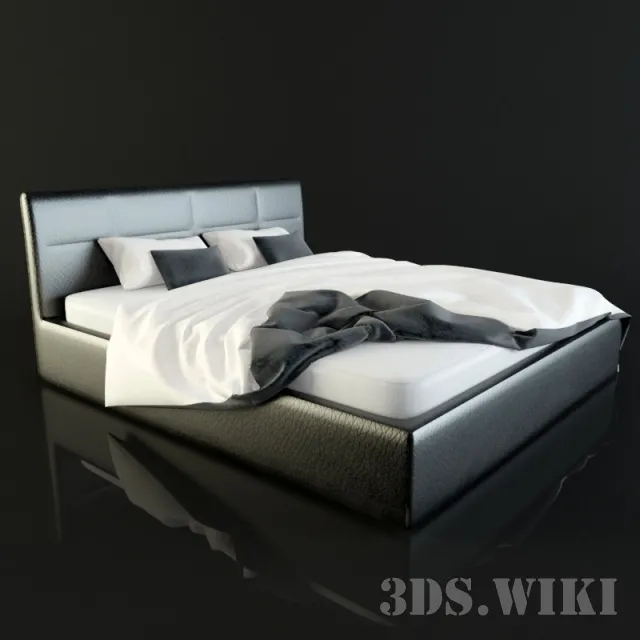 furniture – Double bed with leather upholstery 3D Model