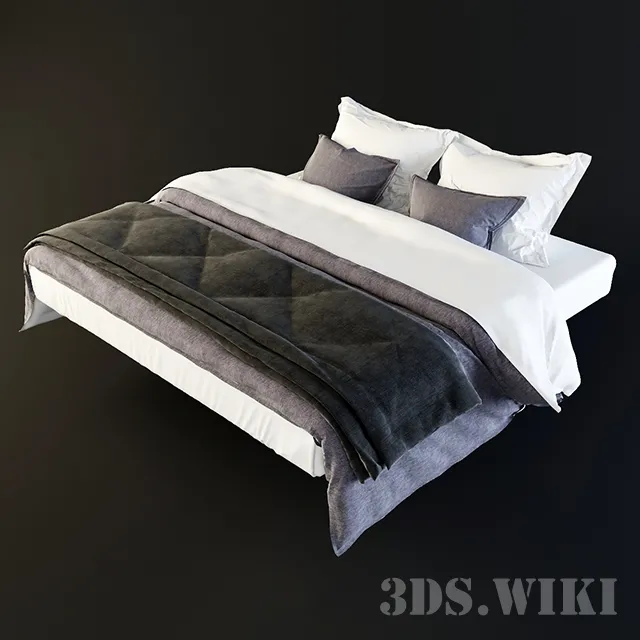 furniture – Double bed with linen 3D Model