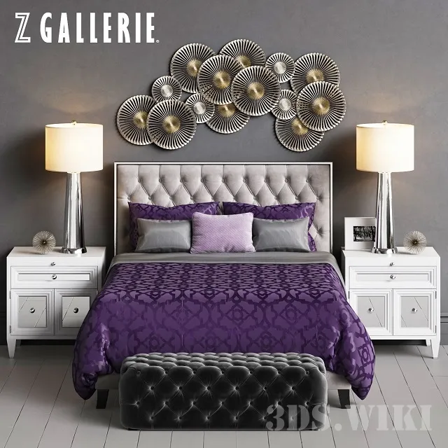 furniture – Double Bed Z Gallerie Prague Bed 3D Model