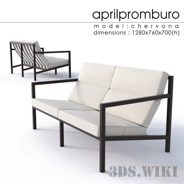 furniture – Double sofa Aprilpromburo Chervona 3D Model
