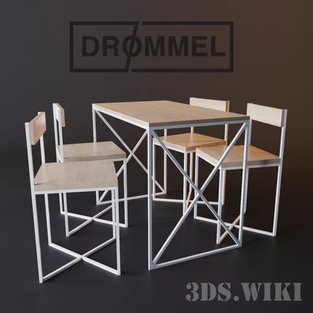 furniture – Drommel Table and Chairs 3D Model