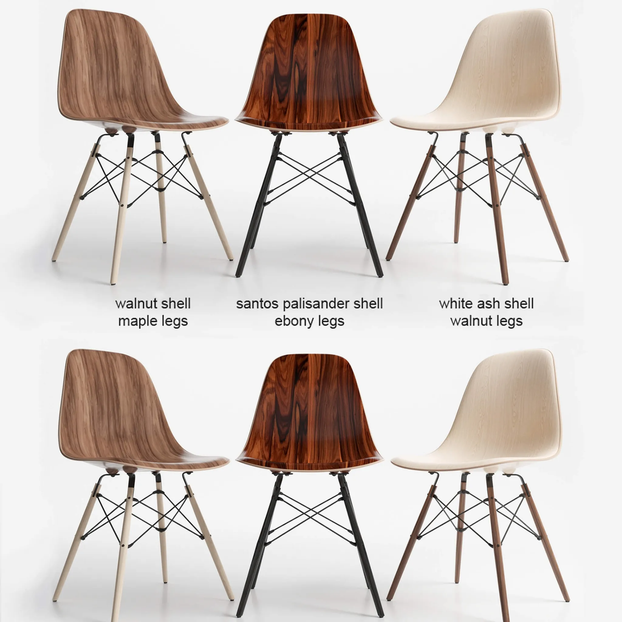 furniture – Eames DSW wood chairs 3D Model