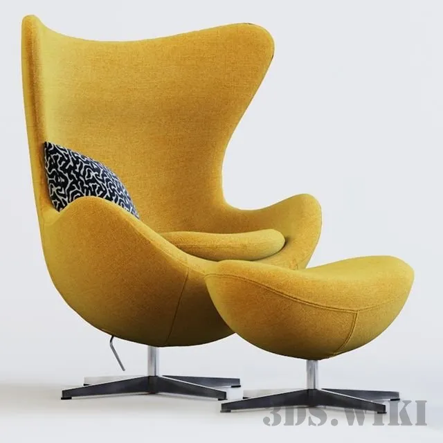 furniture – Egg chair and pouf 3D Model