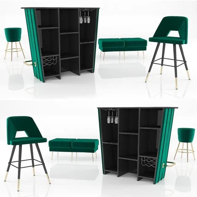 furniture – Eichholtz bar set 2 3D Model
