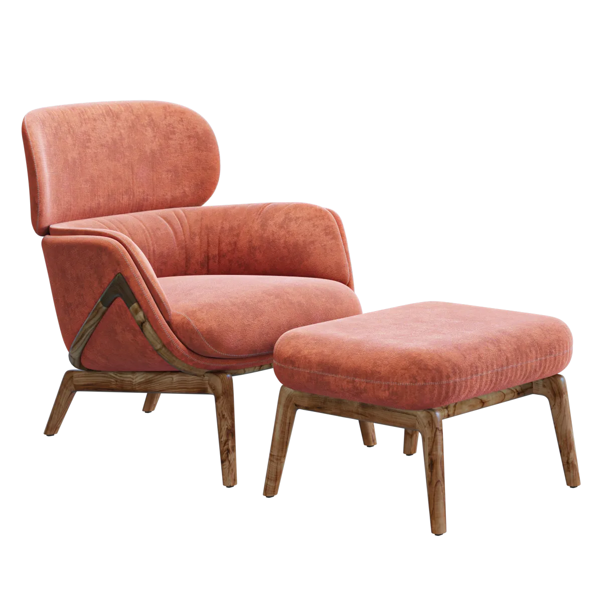 furniture – Elysia lounge armchair & Nino pouf 3D Model