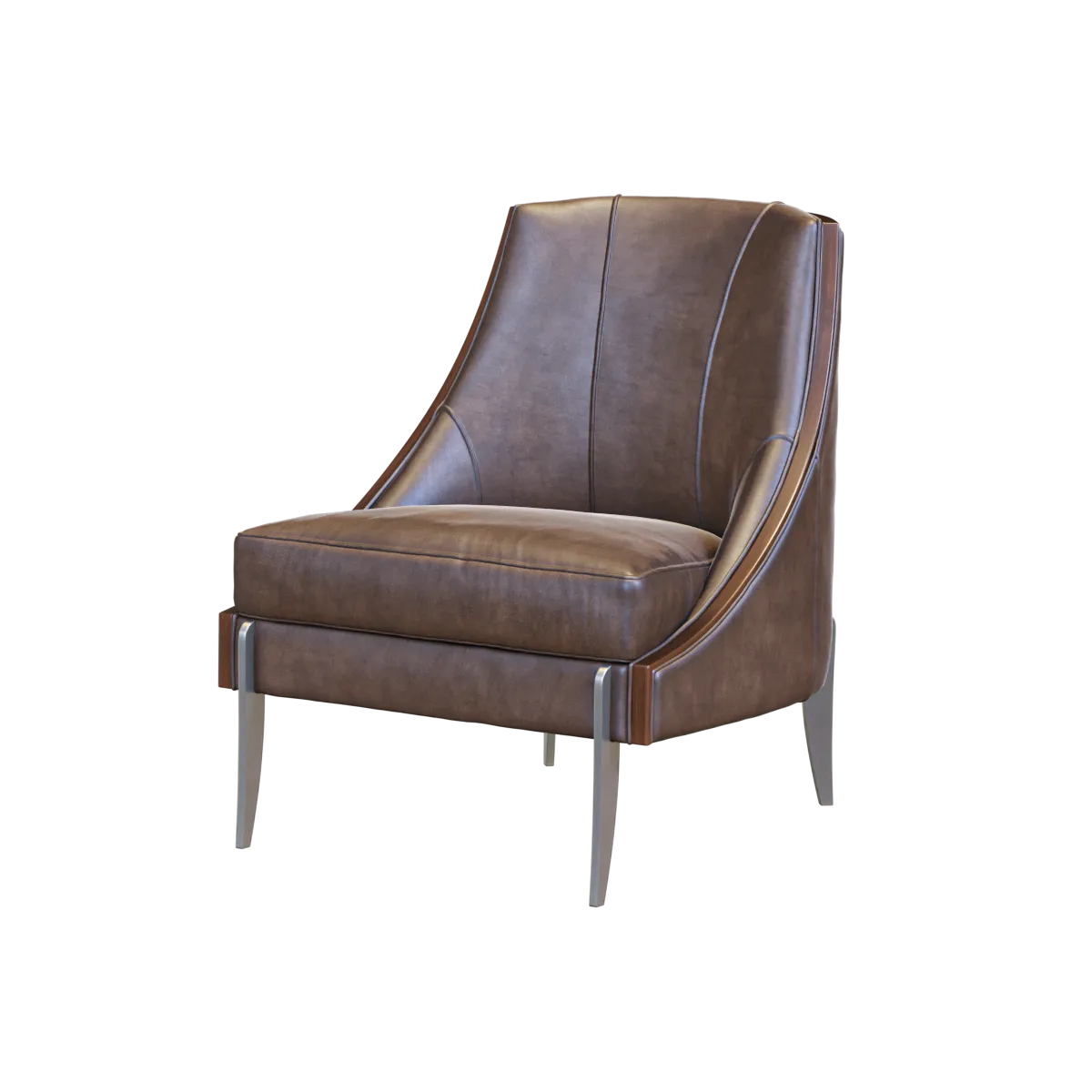 furniture – Espresso brown leather armchair 3D Model