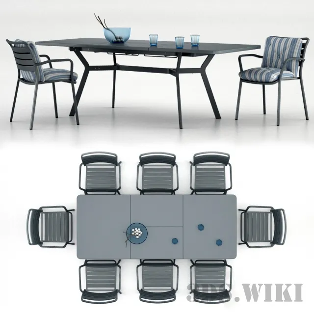 furniture – Ethimo Ocean table with Ocean chair 3D Model furniture – Ethimo Ocean table with Ocean chair 3D Model