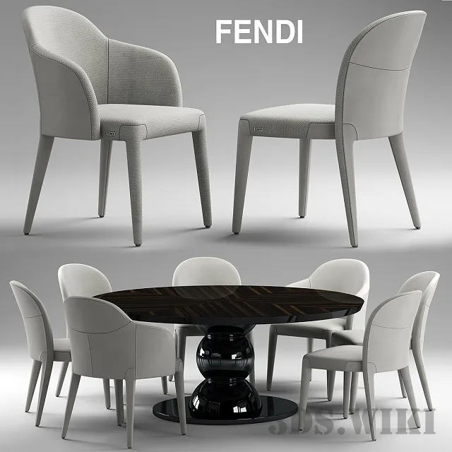 furniture – Fendi Audrey chair with table 3D Model
