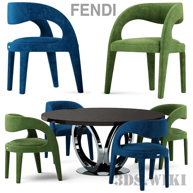 furniture – Fendi Casa Berenice chair with table 3D Model