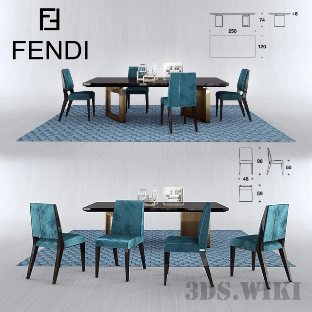 furniture – Fendi table and chair ROMANCE FORD 3D Model