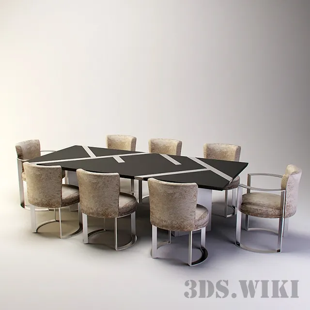 furniture – Fendi table and chairs 3D Model