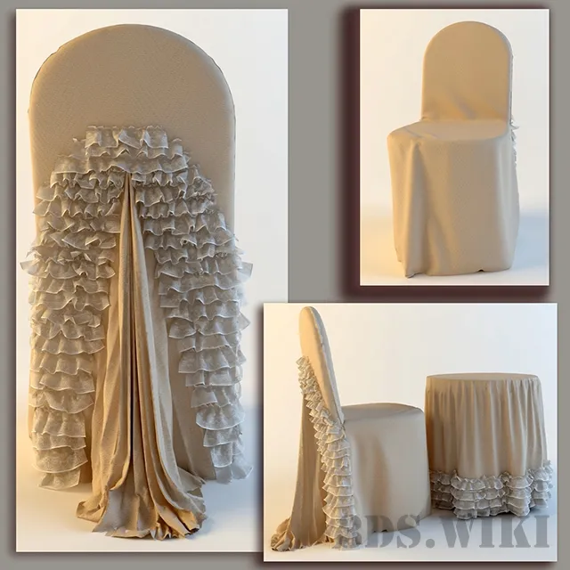 furniture – Festive table and chair (cover) 3D Model