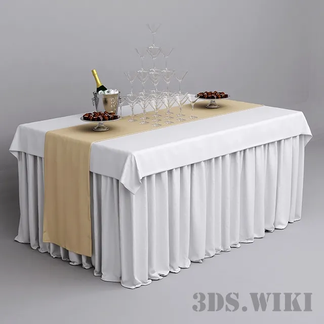 furniture – Festive table setting with champagne 3D Model