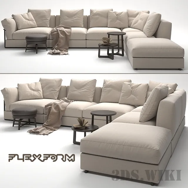 furniture – Flexform corner modular sofa 3D Model furniture – Flexform corner modular sofa 3D Model