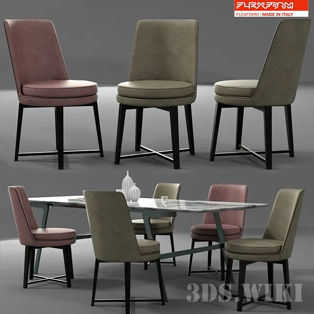 furniture – Flexform dining table set 3D Model