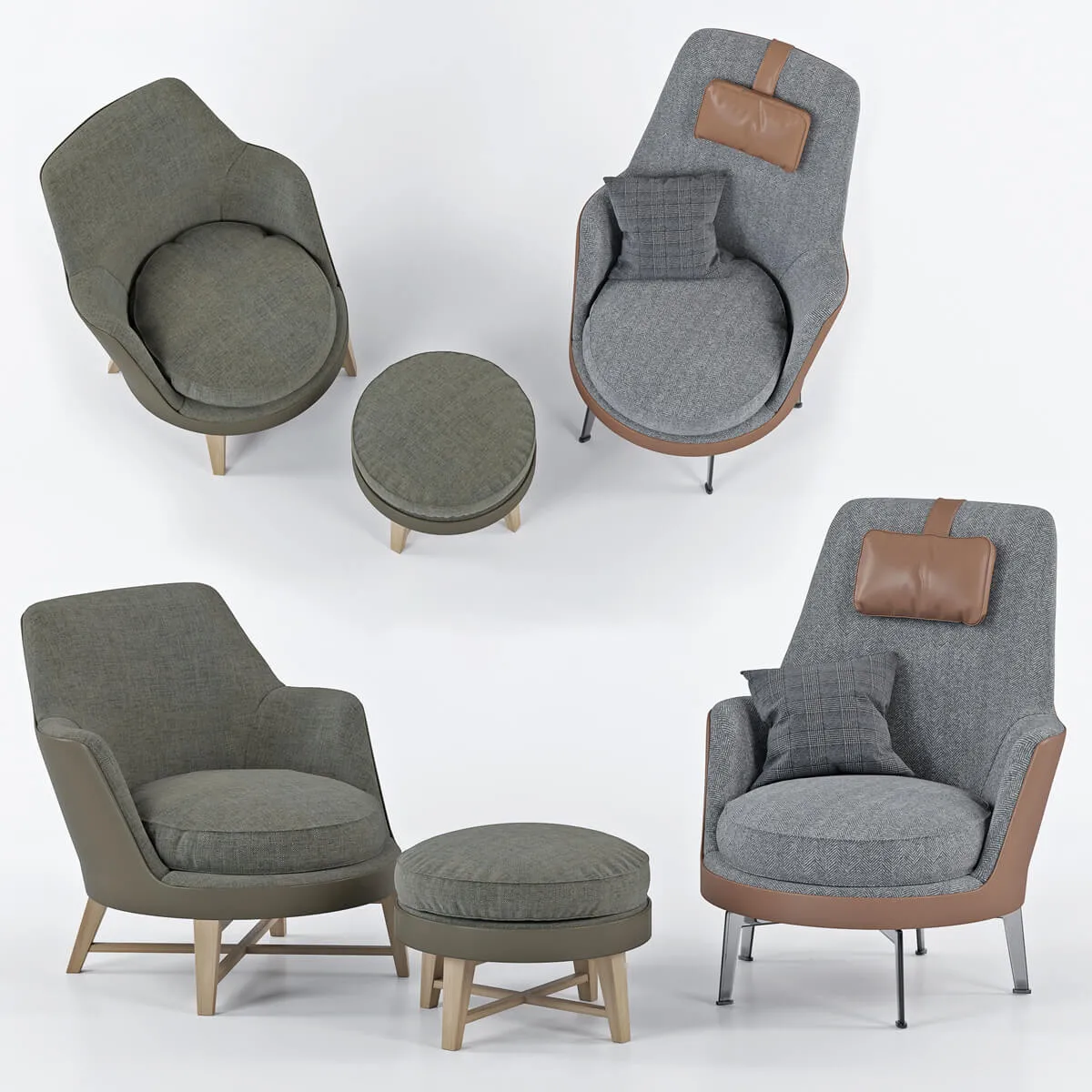 furniture – Flexform Guscio armchairs set 08 3D Model