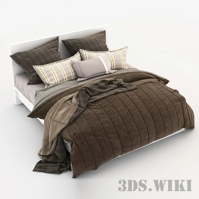 furniture – Fluffy bedding with pillows 3D Model