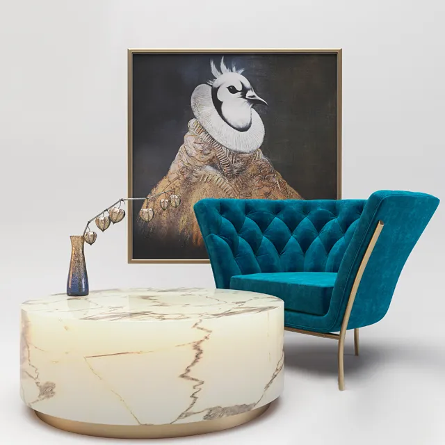 furniture – Flute armchair with table 6 3D Model