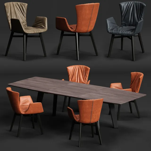furniture – FONTANA table with chairs 12 3D Model
