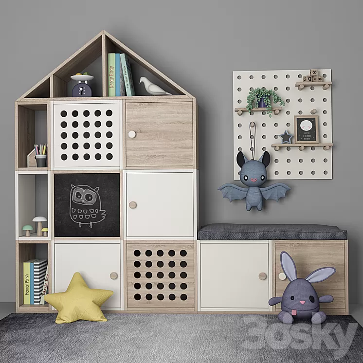 Furniture for children's room with decor 10 3D Model
