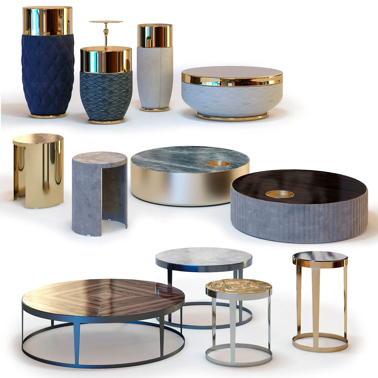 furniture – Fratelli Longhi  coffee tables set 01 3D Model