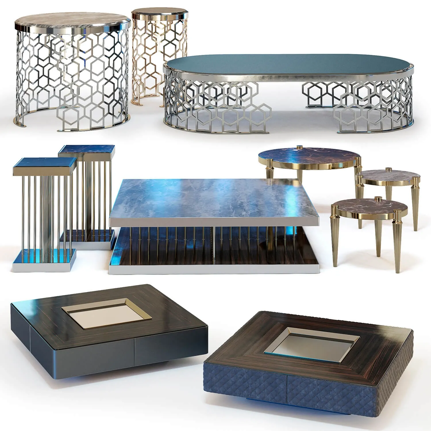 furniture – Fratelli Longhi  coffee tables set 02 3D Model