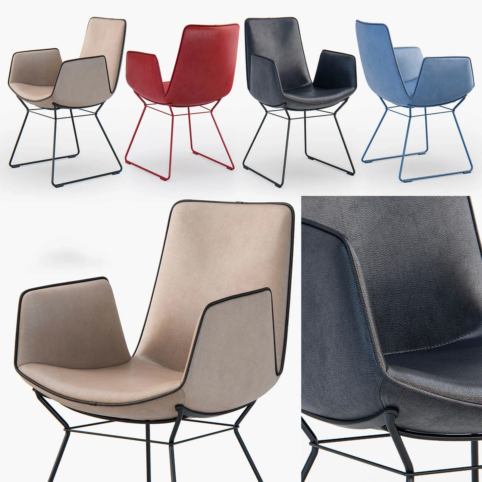 furniture – Freifrau Amelie armchair basic wireframe 3D Model