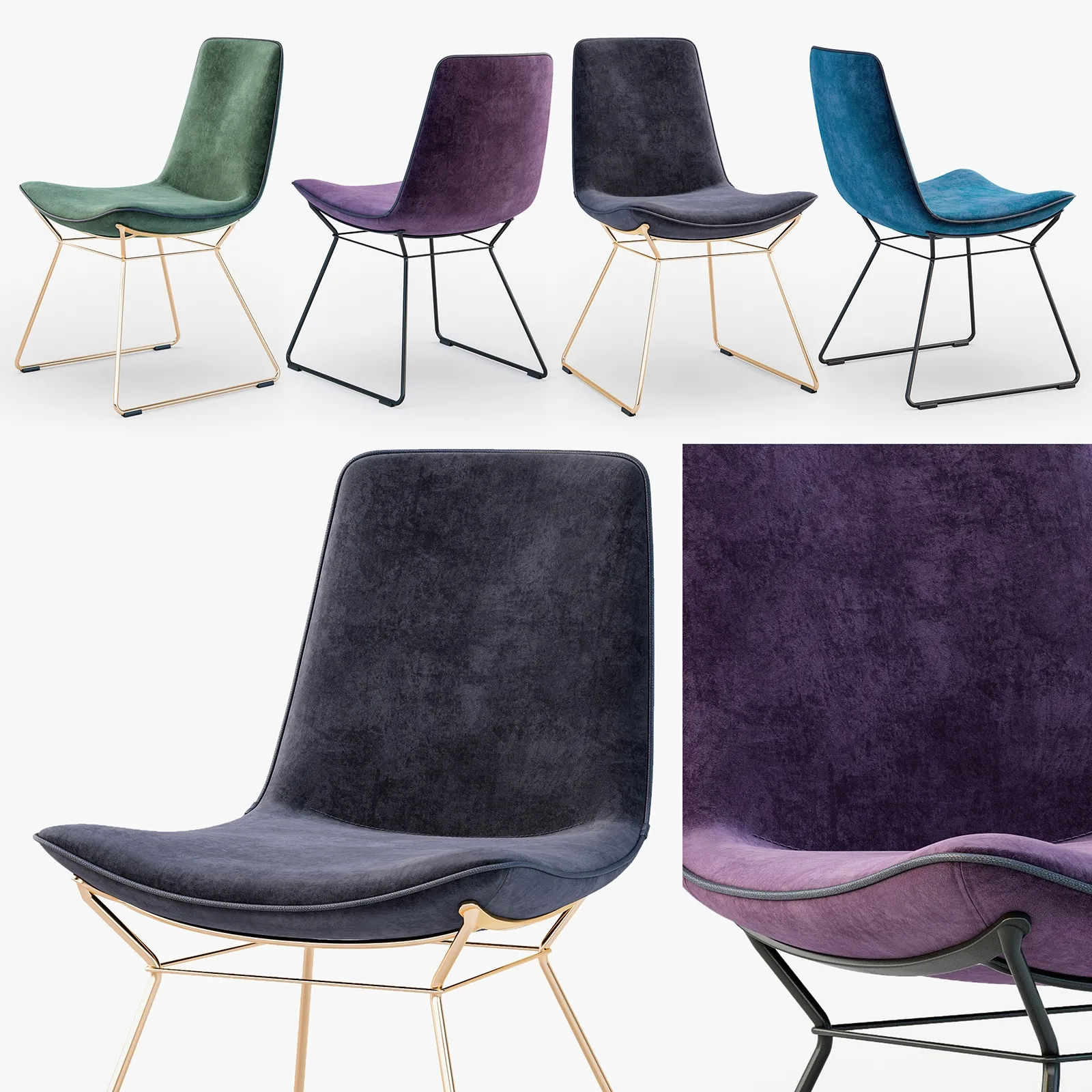 furniture – Freifrau Amelie chair basic wireframe 3D Model