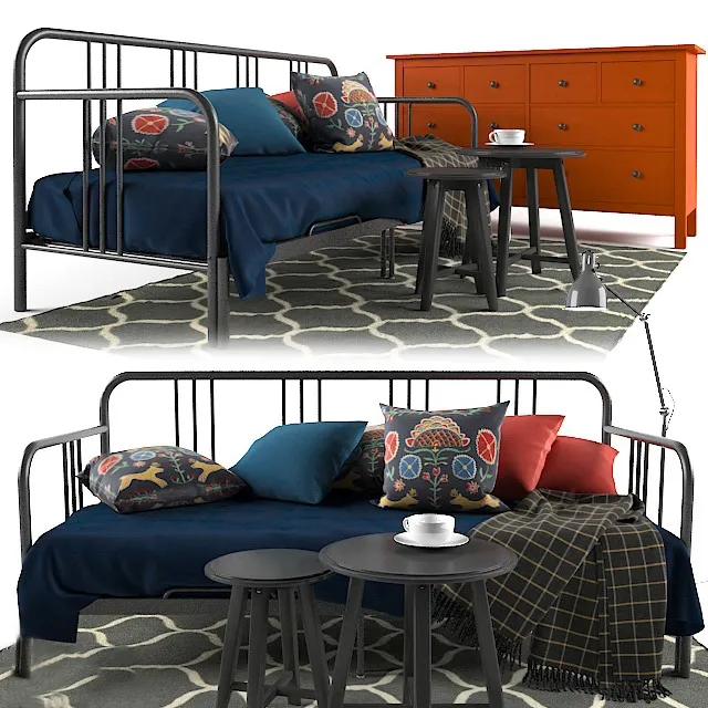 furniture – Fyresdal Ikea daybed and Hermnes IKEA 8-drawer dresser 3D Model