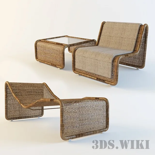 furniture – Garden armchair P.3 Bonacina Pierantonio with table 3D Model furniture – Garden armchair P.3 Bonacina Pierantonio with table 3D Model