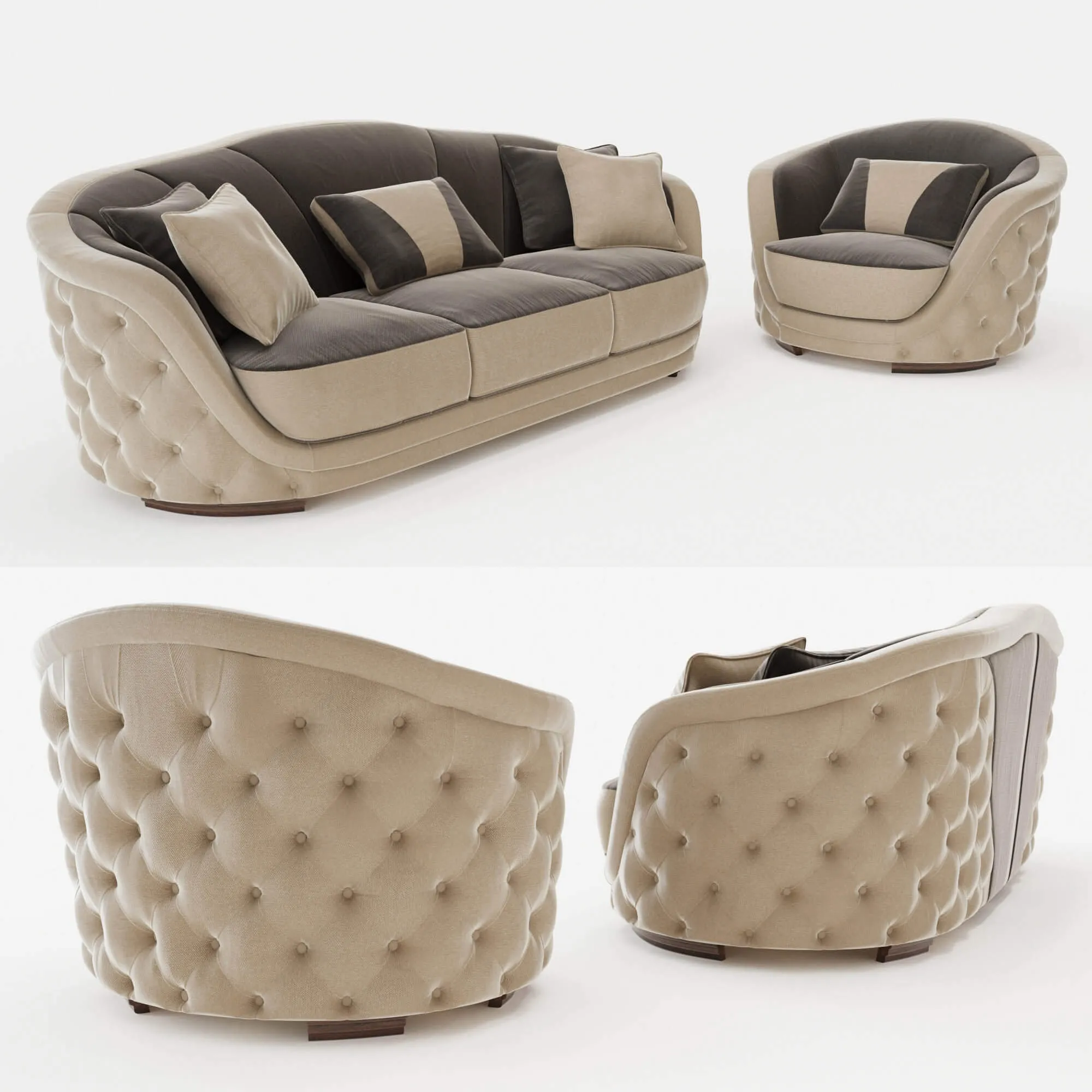 furniture – Gentleman armchair and sofa 3D Model