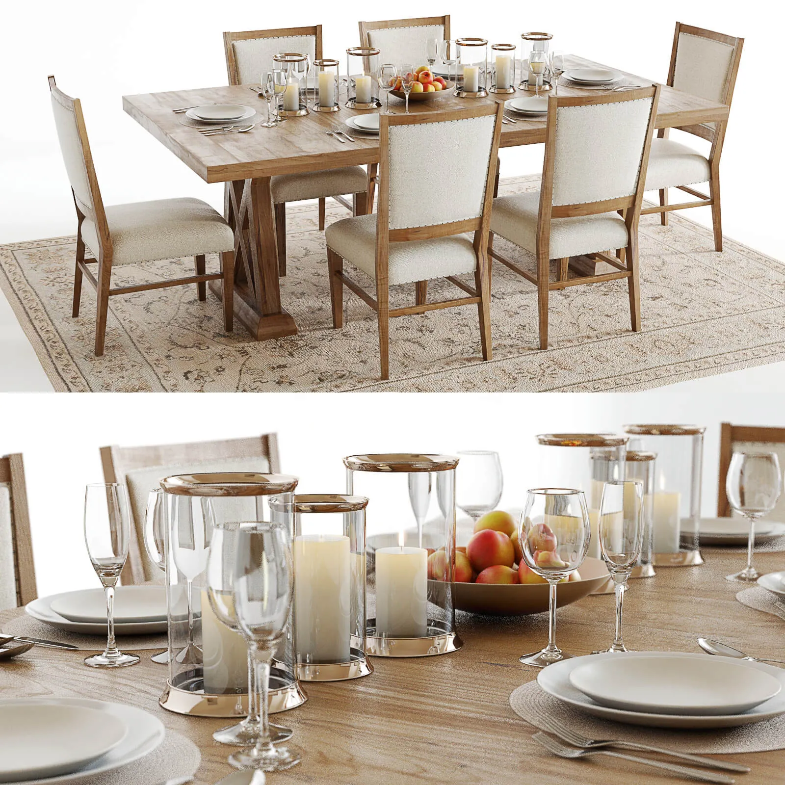 furniture – Geo Trestle dining table set 04 3D Model