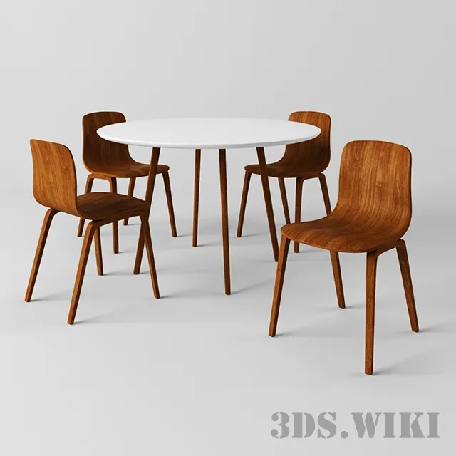 furniture – Gher Table and Aava Chairs 3D Model