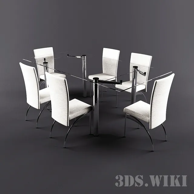 furniture – Glass table with chairs 3D Model
