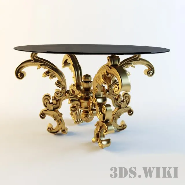 furniture – Glass table with metal legs 2 3D Model