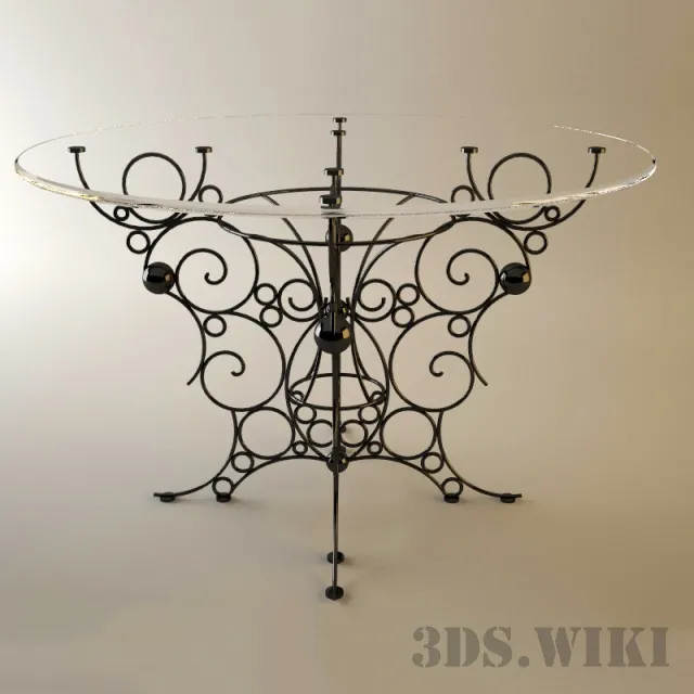 furniture – Glass table with openwork legs 3D Model