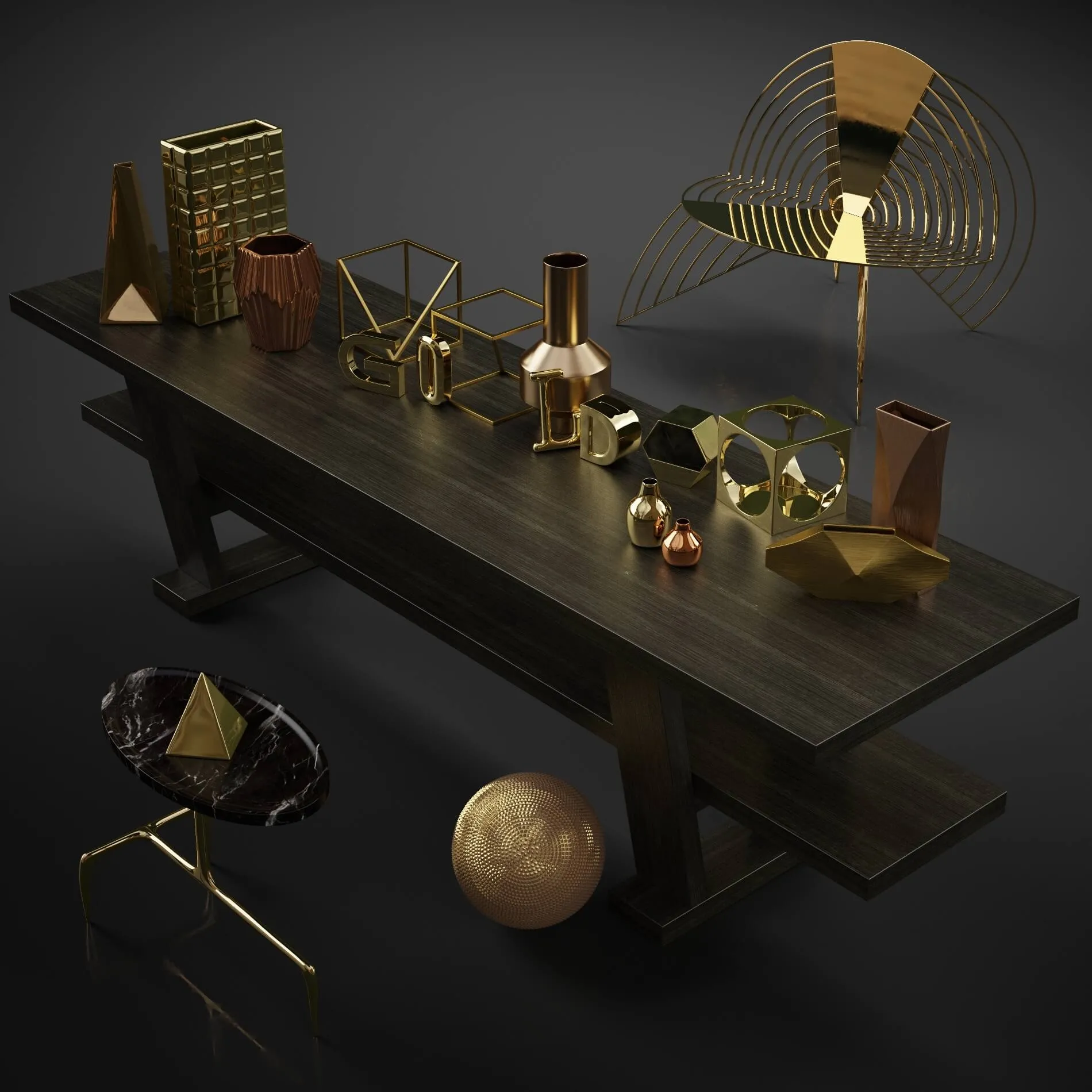 furniture – Golden accessories 3D Model
