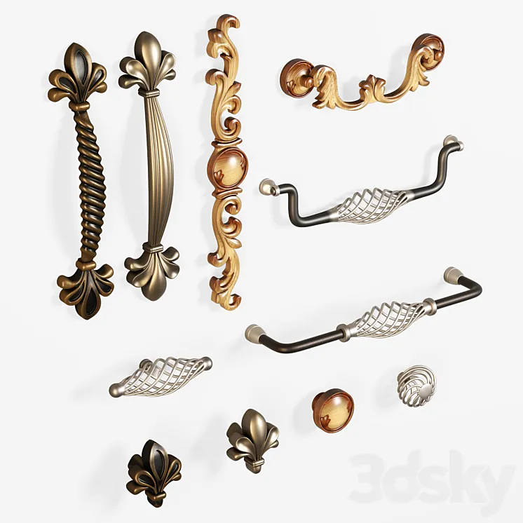 Furniture handles- set1 3D Model Free Download Furniture handles- set1 3D Model Free Download