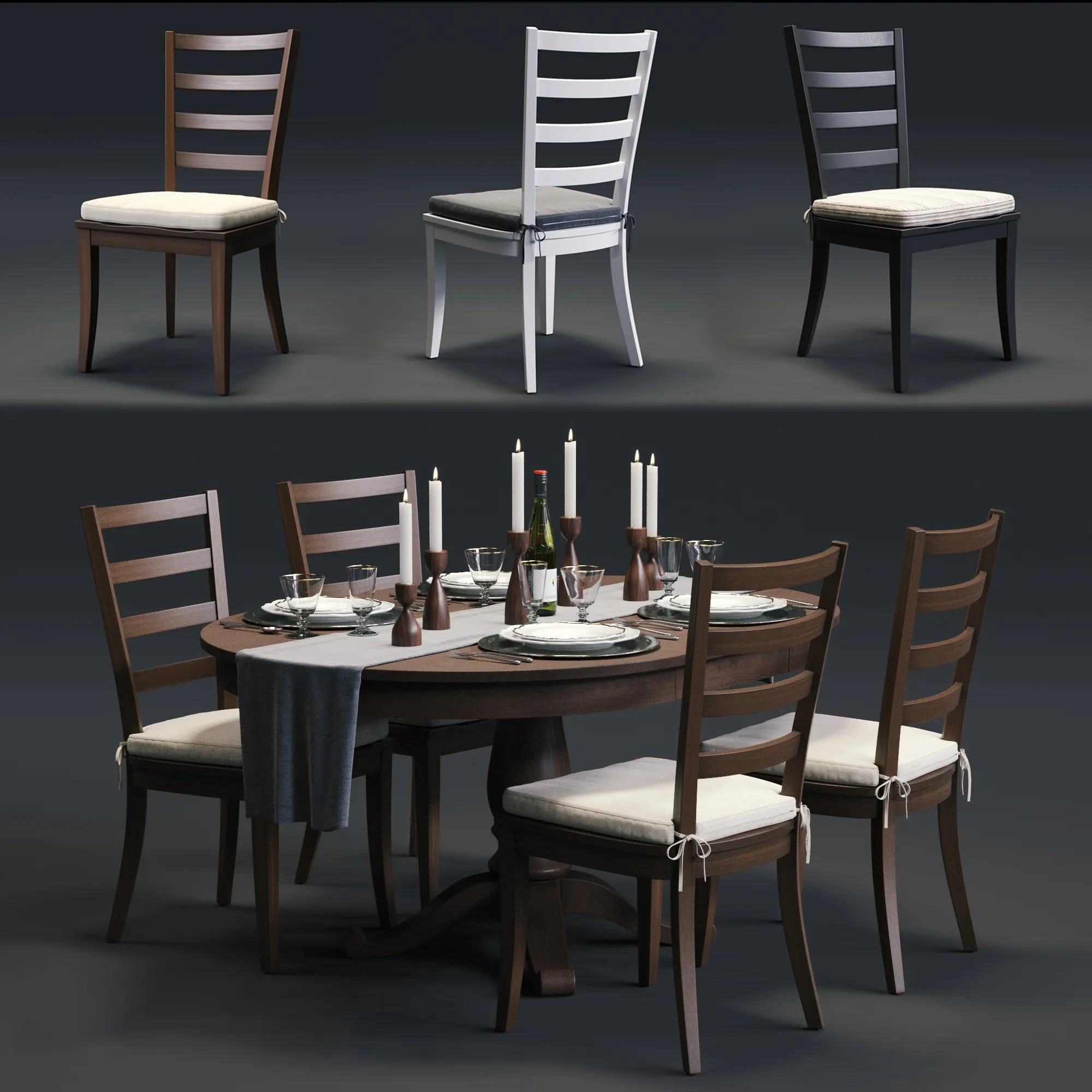 furniture – Harper table with chairs 07 3D Model
