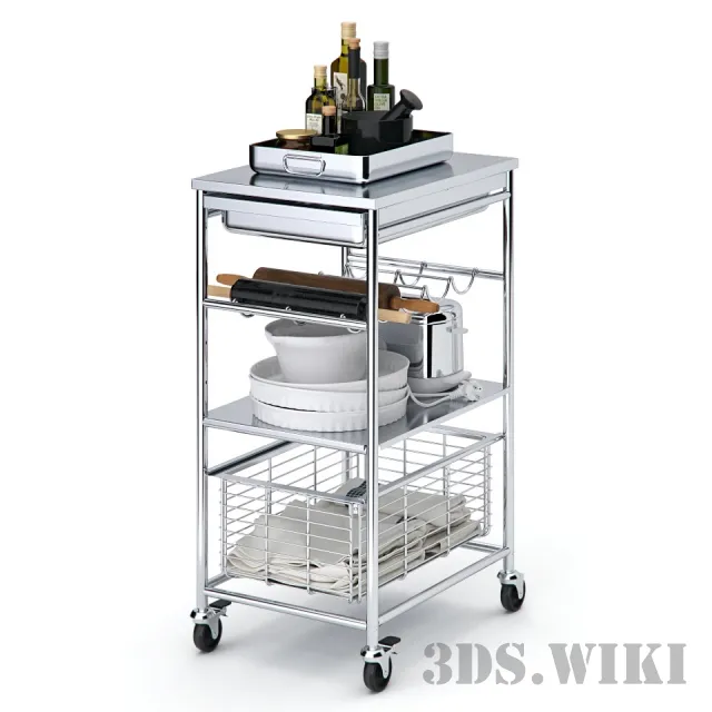 furniture – Ikea GRUNDTAL table and kitchen decor 3D Model